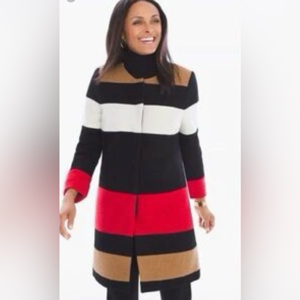 Chico’s Color Block Wool Blend Coat Jacket